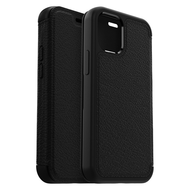 Otterbox - Strada Case wallet hoes - iPhone 12 Mini - Zwart + Lunso Tempered Glass Top Merken Winkel